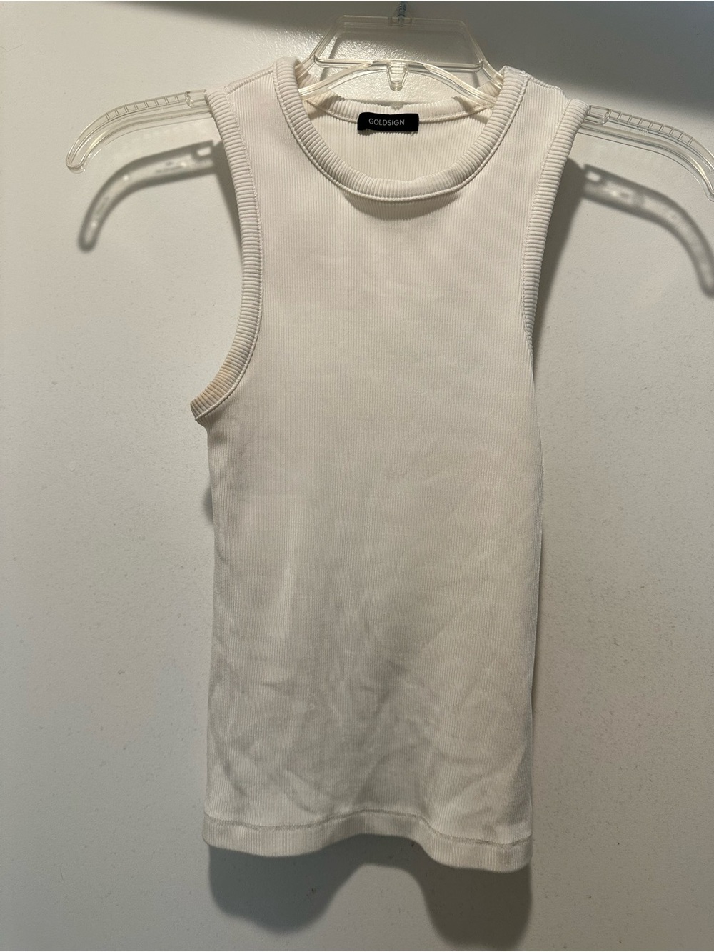 Goldsign White Stretched Ribbed Sleeveless Tank Top Size XS